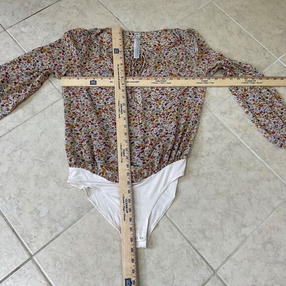 Intimately Free ,  FP Size XS Floral Bodysuit blouse top neutral colors. - Picture 8 of 15
